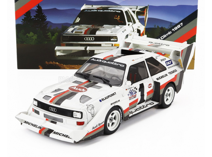 AUDI Quattro Sport S1 E2 №1 Winner Rally Pikes Peak Hill Climb (1987) Walter Rohrl, Yellow White Red