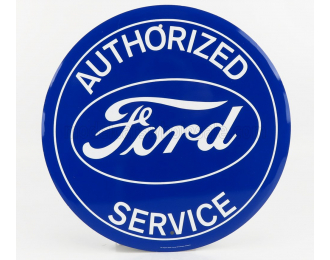 ACCESSORIES Metal Round Plate - Ford Authorized Service, Blue White