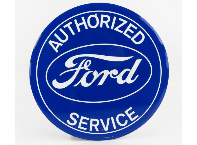 ACCESSORIES Metal Round Plate - Ford Authorized Service, Blue White