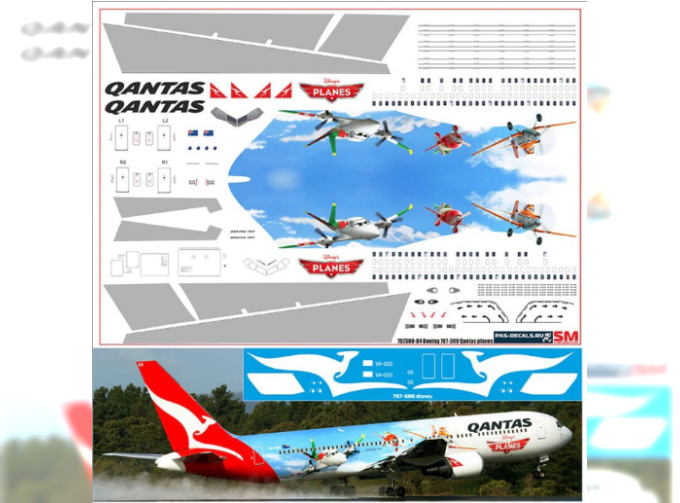 Декаль на Boeing 767-300 Qantos Planse Disney