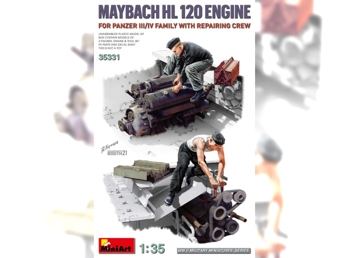 Сборная модель Maybach HL 120 Engine for Panzer III/IV Family w/Repair Crew