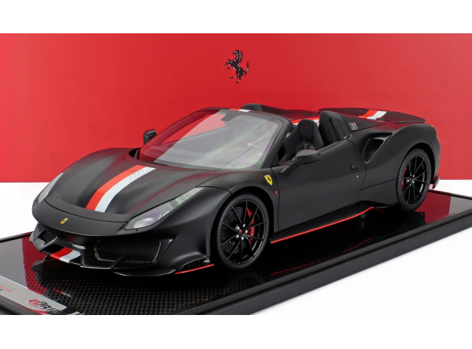 FERRARI 488 Pista Spider №16 Personal Car Charles Leclerc (2024) - Con Vetrina - With Showcase, Matt Black