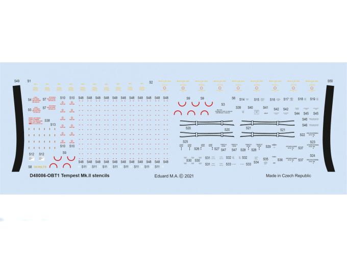 Декаль для Tempest Mk. II, тех. надписи