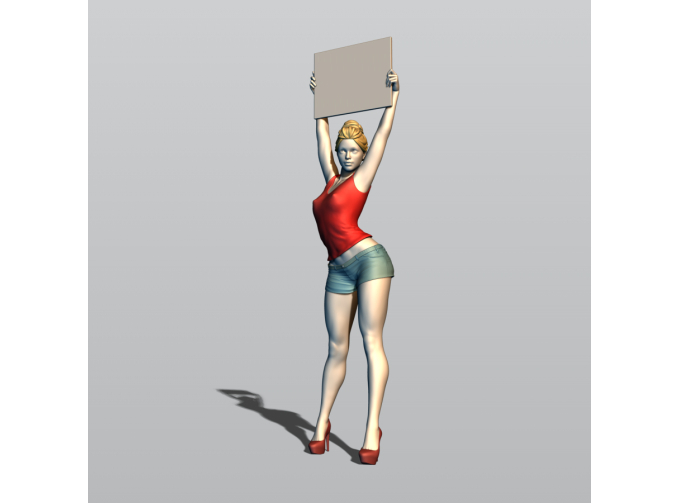 Фигура Красотка с табличкой, окрашенная, окрашенная