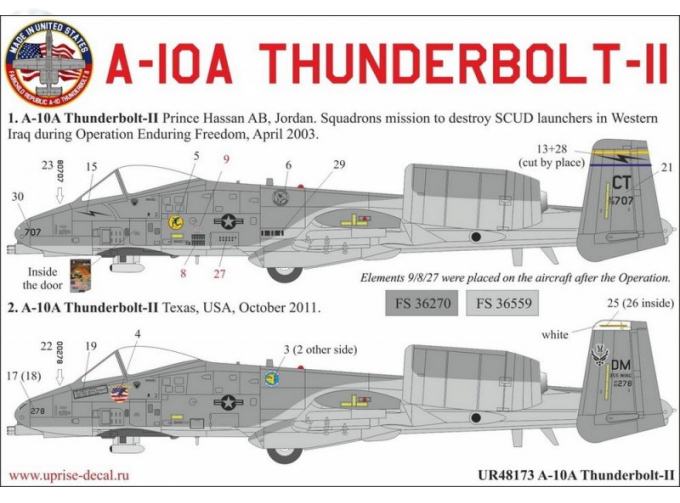 Декаль A-10A Thunerboult "SCUD hunter" with stencils