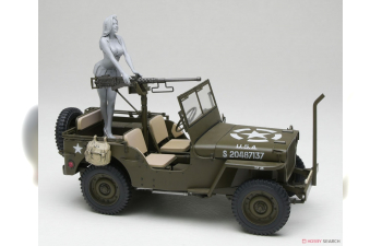 Сборная модель JEEP Willys Mb U.s 1/4 Ton 4x4 Military Utility Truck Machine Gun With Blond Girl Figure 1942