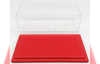 VETRINA DISPLAY BOX Maranello Base In Pelle Rossa - Leather Base Red - Lungh.lenght Cm 23 X Largh.width Cm 12 X Alt.height Cm 8.5 (altezza Interna 7.7 Cm ), Plastic Display