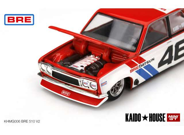 Kaido House Datsun 510 Pro Street BRE510 V2 #46, red/white/blue with 8 spoke rims