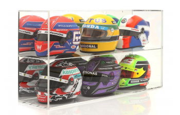 VETRINA DISPLAY BOX Hight Quality Showcase For Up To 6 Helmets Or 4 Modelcars 1/18 Lungh.length Cm 58 X Largh.width Cm 15.5 X Alt.height Cm 30.5, Mirrored Backside