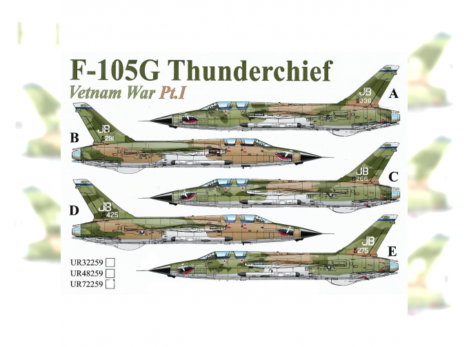 Декаль для F-105G Thunderchief Vietnam War Pt.1, с тех. надписями