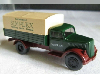 OPEL Blitz Truck / Canvas "Simplex Früchteimport", mossgreen / redbrown / ivory