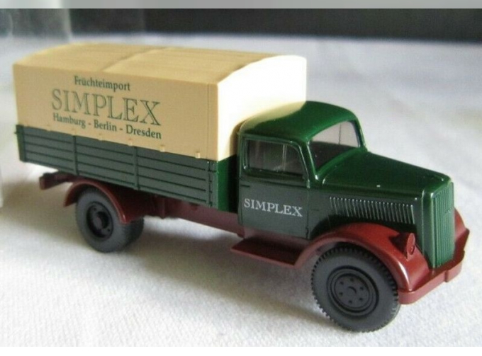 OPEL Blitz Truck / Canvas "Simplex Früchteimport", mossgreen / redbrown / ivory