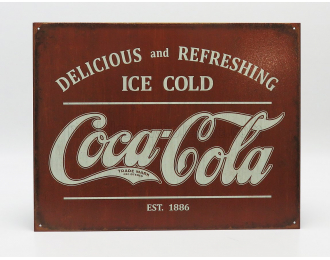 ACCESSORIES Metal Plate - Coca-cola Delicious And Refreshing Ice Cold Est 1886, Red