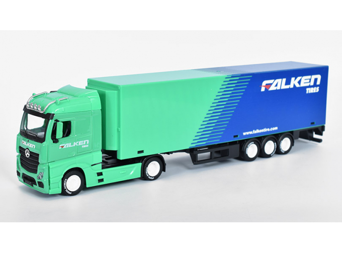 MERCEDES-BENZ Actros Gigaspace с полуприцепом "Falken Tires", green / blue