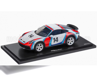 PORSCHE 911 992 Coupe Martini Racing Livery №14 Rally Dakar (2023) - Con Vetrina - With Showcase, White Blue Red