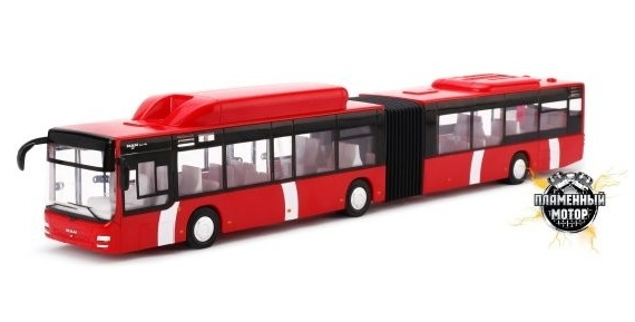 MAN городской автобус гармошка, красный