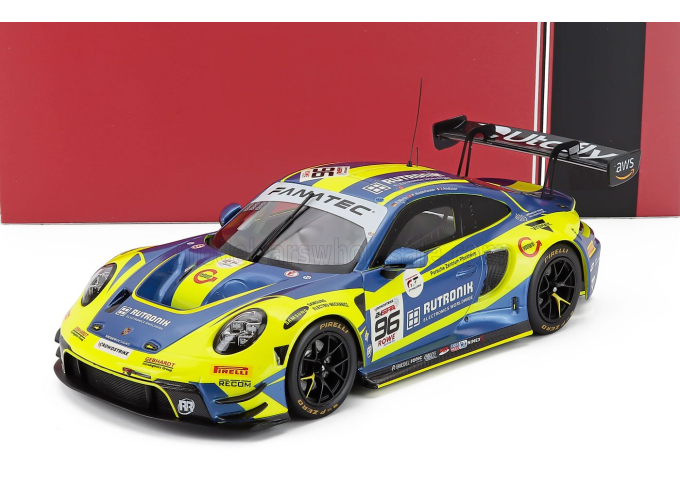 PORSCHE 911 992 Gt3 R 4.2l Team Rutronik Racing №96 24h Spa (2024) Julien Andlauer - Sven Muller - Patric Niederhauser, Yellow Blue