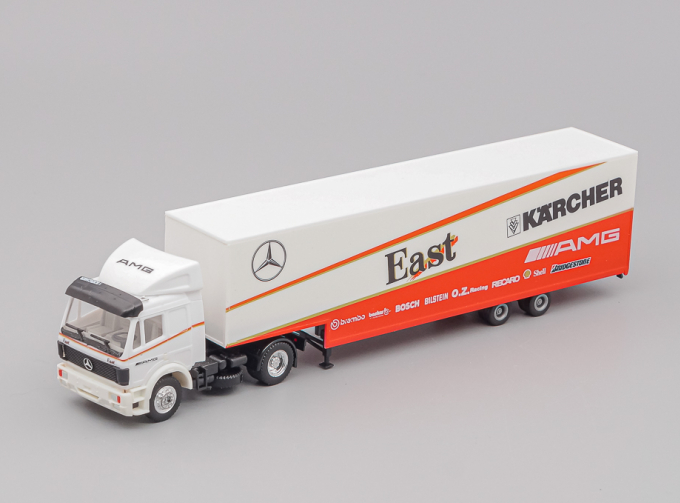 MERCEDES-BENZ SK '88 Tractor / Jumbo Trailer "AMG / East Kärcher", white / black / red / gold