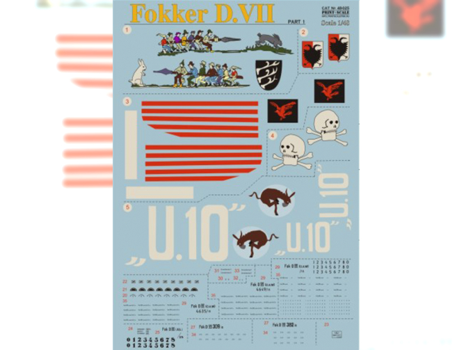 Fokker D VII Part 1 Wet decal Wet decal The complete set 4 leaf