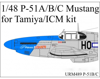 Маска окрасочная P-51A/B/C MUSTANG (Tamiya/ICM)