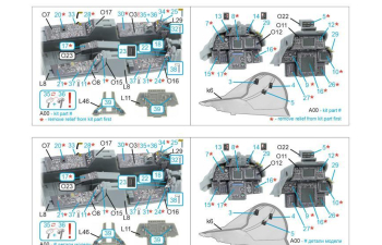 3D Декаль интерьера кабины F-14D Super Tomcat (GWH) (малая версия)