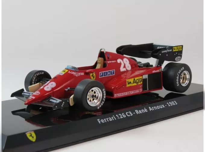 FERRARI F1 126c3 №28 Season (1983) Rene Arnoux - Con Vetrina - With Showcase, Red