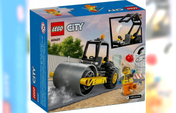 AMMANN Lego City - Stone Crusher Roll - Utility Compactor - Rullo Compressore - 78 Pezzi - 78 Pieces, Grey Yellow