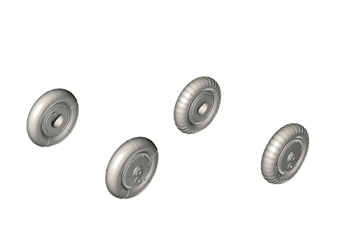 Колеса Bf 109G-6 (гладкие и ребристые шины)