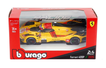FERRARI 499p 3.0l Turbo V6 Team Af Corse N 83 Winner 24h Le Mans (2025) Robert Kubica - Phil Hanson - Yifei Ye, Yellow Red