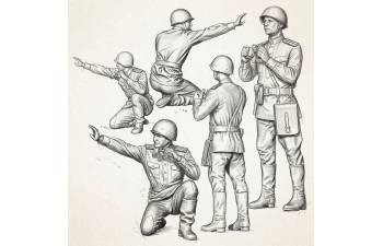 Солдаты РККА лето 1943-1945 года, набор "Арт расчет#2" (не окрашеные)