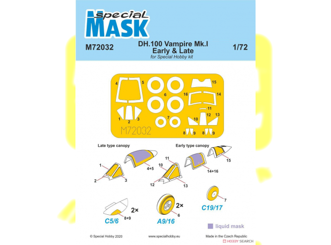 Маска окрасочная DH.100 Vampire Mk.I Early & Late