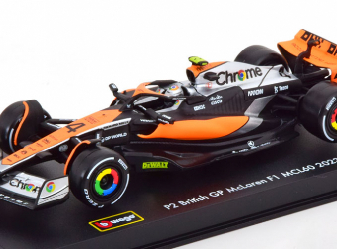 McLAREN F1 Mcl60 Team Mclaren N4 Season (2023) Lando Norris - Con Pilota E Vetrina - With Pilot And Showcase, Orange Black Blue