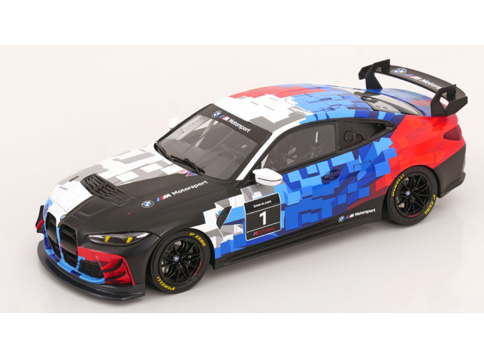BMW M4 GT4 Coupé #1 (2024), white / black / blue / red