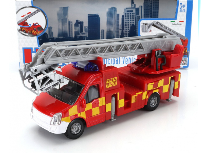 MERCEDES-BENZ Sprinter Gru Crane Elevator Con Piattaforma Cestello Rescue Fire Engine (2010), Red Yellow