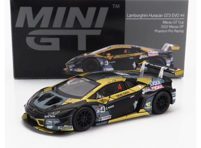 LAMBORGHINI Huracan Gt3 Evo Team Phantom Pro Racing №4 Gt Cup Macau (2022) Ling Kang, Black Yellow