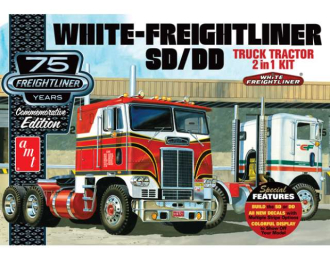 Сборная модель White Freightliner 2-in-1 SC/DD Cabover Tractor 75th Anniversary, plastic modelkit