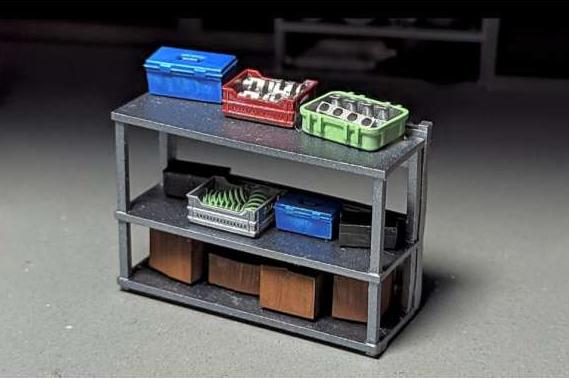 Металлическая полка с аксессуарами для гаража (коробки, ящики и мелкие инструменты)