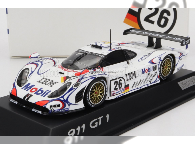 PORSCHE 911 Gt1-98 Team Porsche Ag Mobil 1 N 26 Winner 24h Le Mans (1998) A.Mcnish - L.Aiello - E.Ortelli, White Blue Red