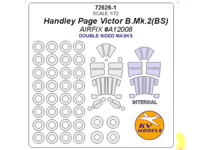 Маска окрасочная Handley Page Victor B.Mk.2(BS) - (AIRFIX #A12008) - Double sided masks + masks for wheels