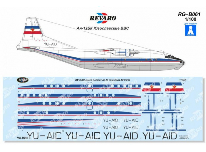 Декаль Ан-12 Югославские ВВС