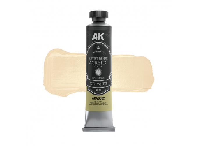 Краска акриловая ARTISTIC DENSE в тюбике - Кремовый / OFF WHITE – ARTISTIC DENSE ACRYLIC COLOR, 20 мл