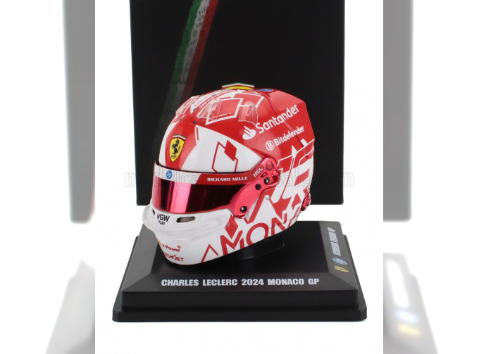 BELL HELMET Casco Helmet F1 Charles Leclerc Team Ferrari Hp №16 Winner Monaco Gp (2024), White Red