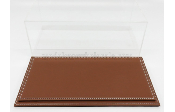 Бокс акриловый с подставкой из кожи коричневого цвета