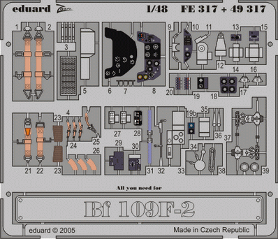 Фототравление Немецкий истребитель Messerschmitt Bf.109 F-2