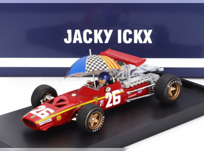 FERRARI F1 312 №26 Winner France Gp (1968) Jacky Ickx - With Pilot Figure And Umbrella, Red White