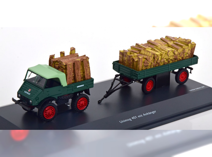 MERCEDES BENZ Unimog U401 Truck With Trailer (1953) - Trasporto Legna, Green Wood