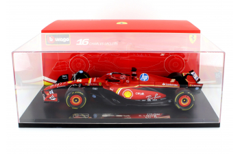 FERRARI F1 Sf-24 Team Scuderia Ferrari №16 4th Emilia Romagna Imola Gp (2024) Charles Leclerc - Con Vetrina - With Showcase, Red Black