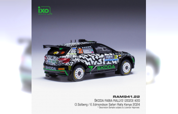 SKODA Fabia Rally2 Evo Team Tokspot Wrt №20 Rally Safari Kenya (2024) (snorkel) Oliver Solberg - Elliot Edmondson, Black White