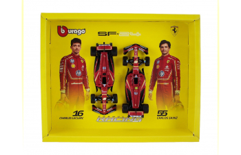 FERRARI Set F1 2x Sf-24 Team Scuderia Ferrari №16 Season (2024) Charles Leclerc + №55 Carlos Sainz, Red Black