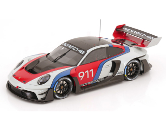 PORSCHE 911 (992) GT3 sports car (2023), light grey / red blue